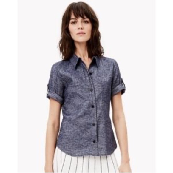 Theory chambray Pauline linen blend top - Picture 2 of 6